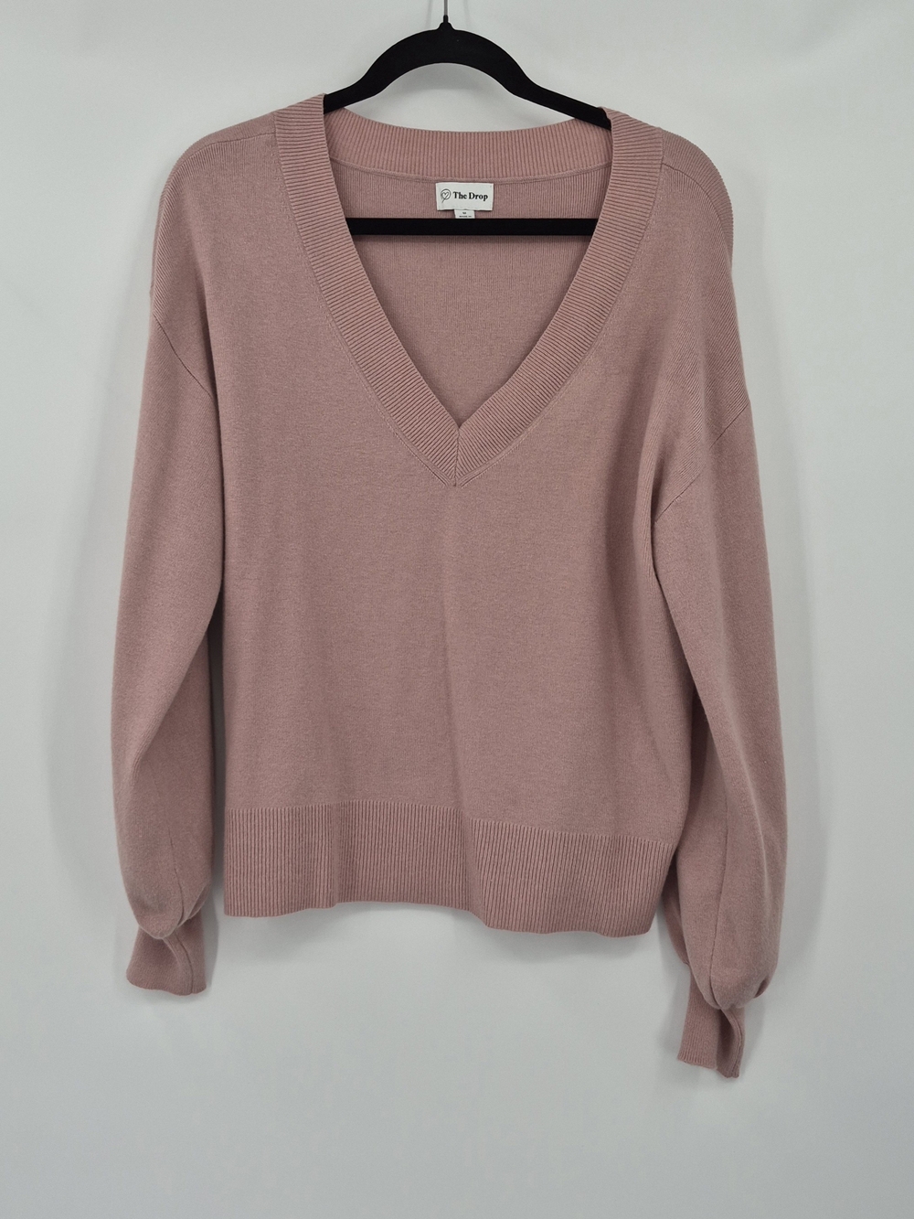 THE DROP V Neck Balloon Puff Sleeve Dusty Rose Size Med Classic Romantic